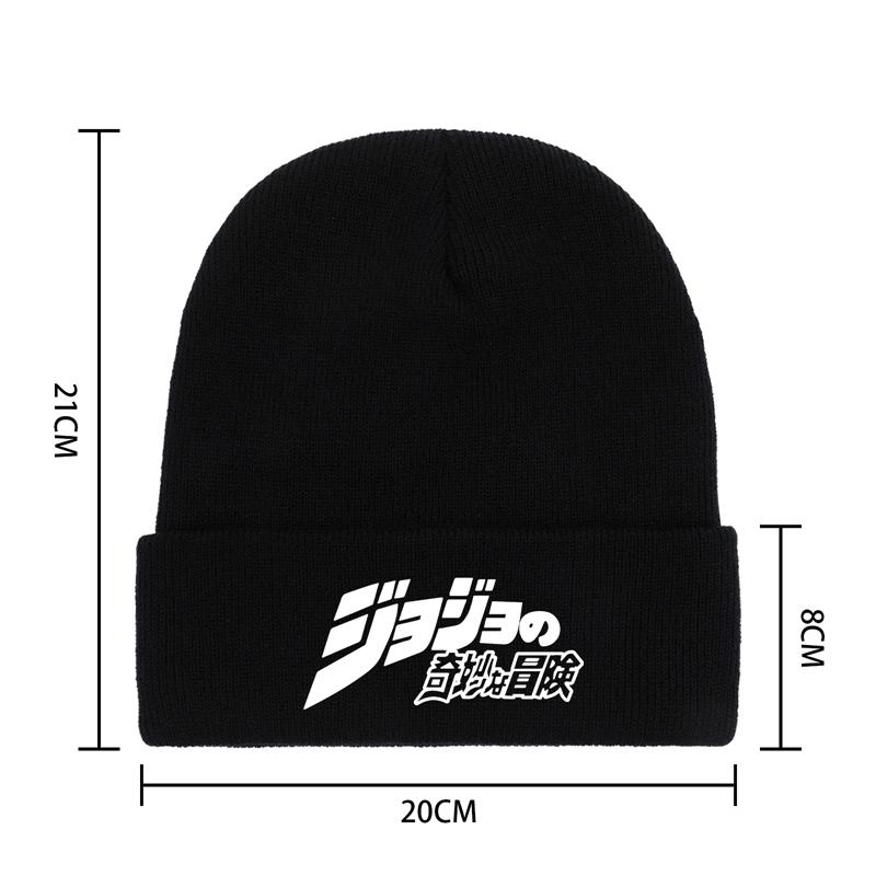 8 Stile Winter-Strickmützen, JoJo Bizarre Adventure, Anime-Mütze, Unisex, modisch, warm, Outdoor, schwarze Farbkappe