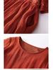 2025 Summer Women's Plus Size Ramie Embroidered Loose Retro Dress (Unlined)