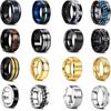 16Pcs Stainless Steel Band Rings for Men Cool Black Rings Comfort Fit Fidget Spinning Chain Ring  Wedding Engagement Ring Set