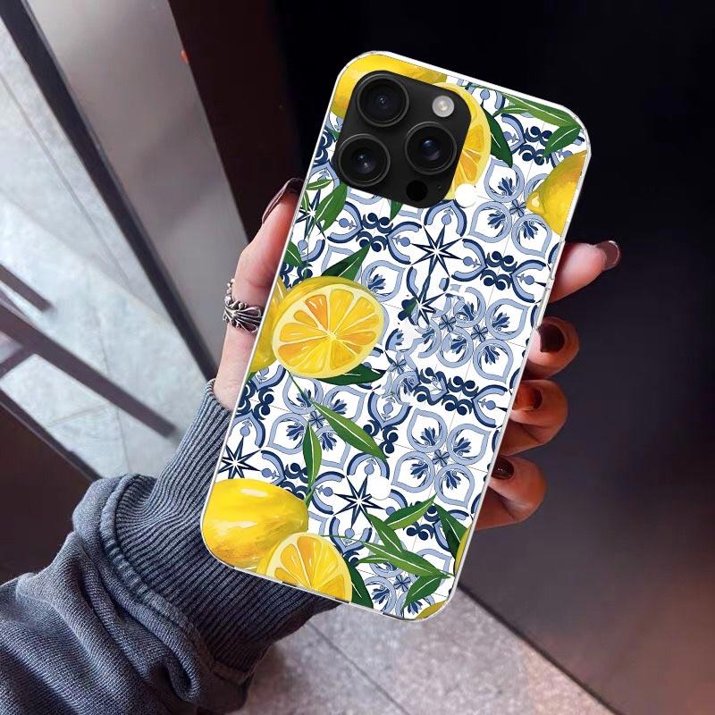 Mediterranean Lemon Phone Case For iPhone 17 Air 16 15 Pro Max 14 Plus 13 Mini 12 11 Cover 7 8 SE Silicone Shell Print Fundas 17