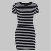 Women Striped Bodycon Dress Summer Short-sleeved Casual Dress Round Collar Beach Holiday Dress
