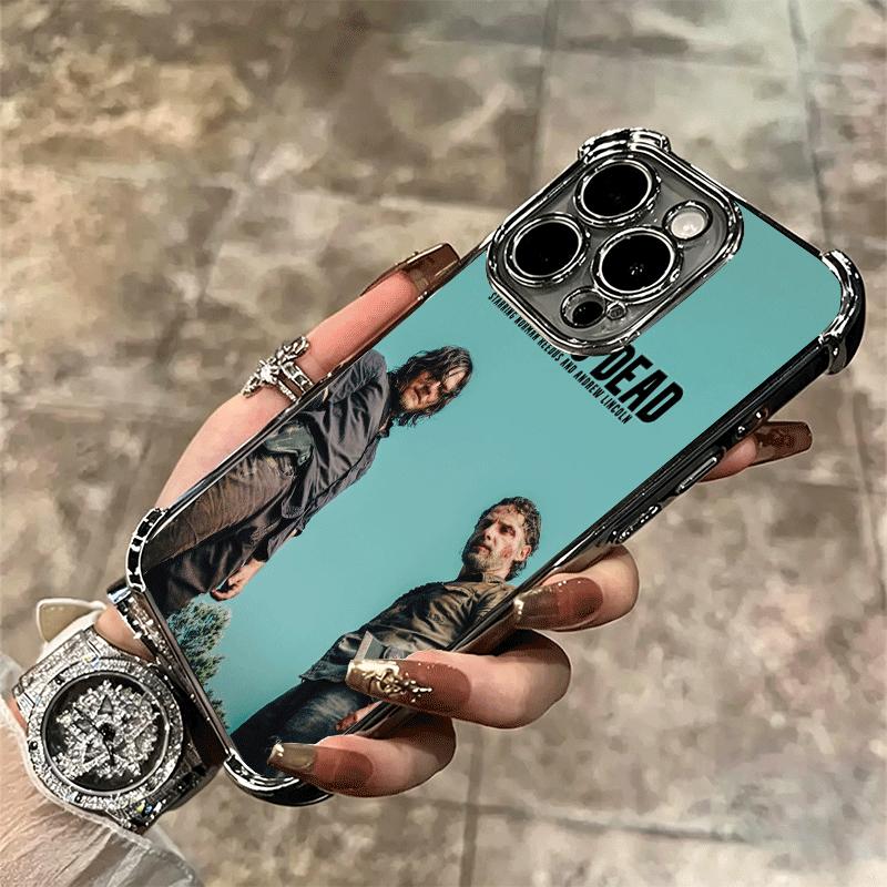 The Walking Deads Plating Phone Case For Iphone 16 17 Pro Max Air 16E 14 15 Plus 12 13 Mini Anti-Fall Airabag Cover