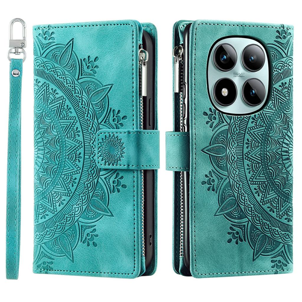 Pro Xiaomi Poco M8 Pro 5G/Redmi Note 15 Pro+ 5G (Globální) Peněženkové pouzdro Mandala květinový vzor PU kůže Kryt na telefon s poutkem na zápěstí