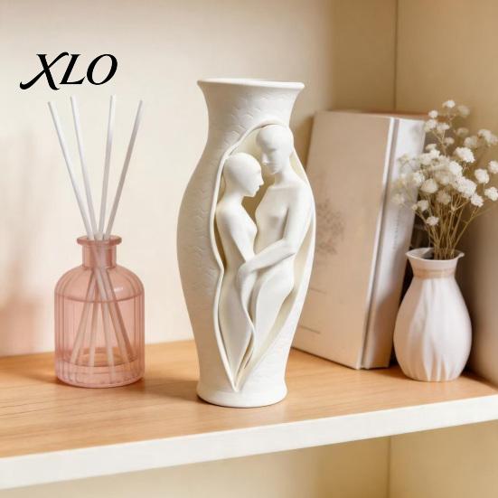 Entryway Table Centerpiece Abstract Human Body Art Vase Statue, 3D Printed Embracing Couple Sculpture Vase, Creative Anniversary Gift Decorative