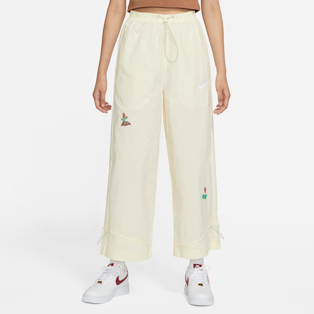 Nike Casual Straight-Leg Drawstring Wide-Leg Pants Women Bottoms Beige DM7910-715