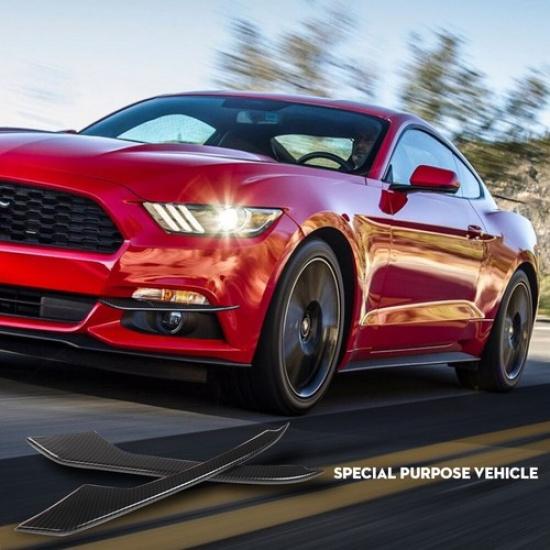 Carbon Fiber Front Fog Light Lamp Cover Eyebrow Trim For Ford Mustang 2015-2017