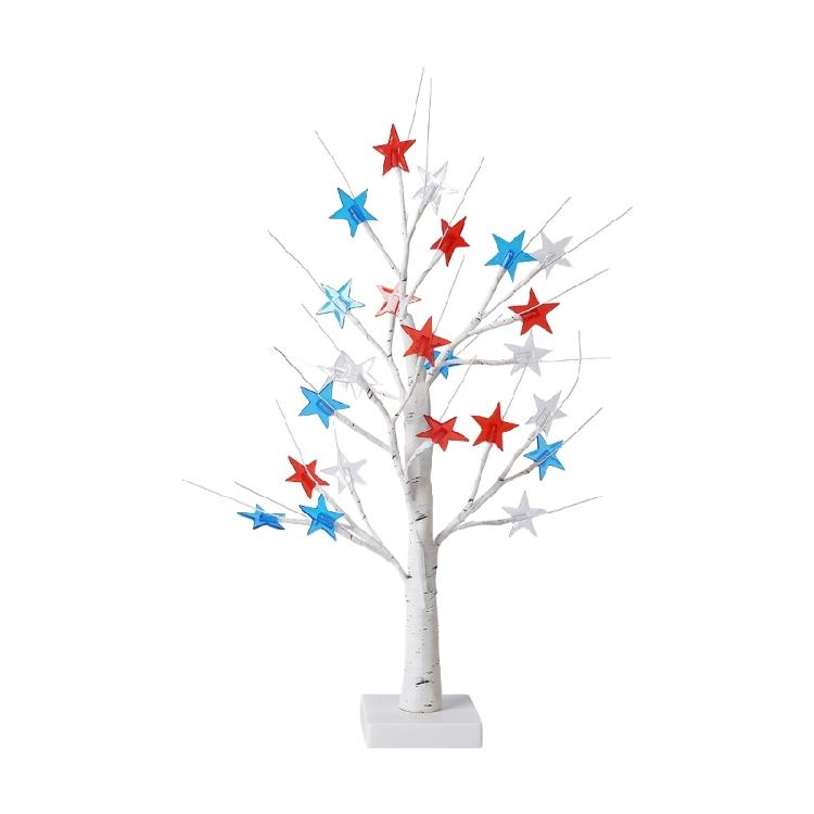 

Glowing Plastic Patriotic Tree LED Light Illuminated LED Independence Day Tree Ornament For Tabletop Shelf and Garden 1