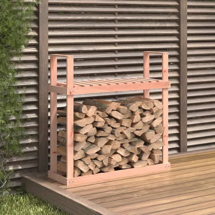 Support à bûches - Bois de douglas - 110x35x108,5 cm - Marron - Rangement extérieur - Mixte