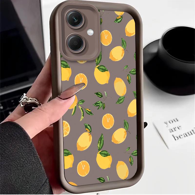 Blue Leaf Lemon Case for Xiaomi Redmi Note 14 13 12 Turbo 11S 4G 11 10 Pro Plus 9 14C 13C 12C 9C A2 A1 Soft Silicone Cover Funda
