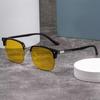 Fashionable Square Frame Night Vision Myopia Glasses Driver Special Anti-Glare Night Light-Enhancing Unisex Yellow Glasses