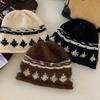 Warm Retro Beanie Hat Knitted Warm Knitted Cap Classic Jacquard Knitted Hat  Women's Fashion