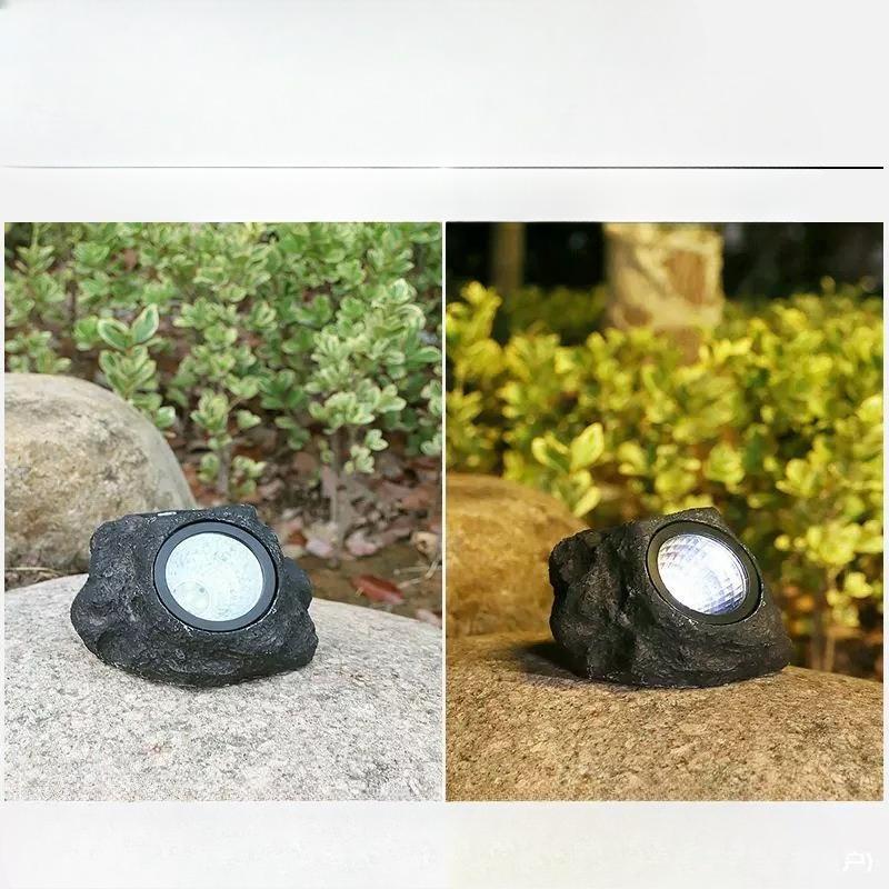 Solar Stone Lamp - Outdoor Garden and Courtyard Landscape Lamp - Lawn Lamp - Spotlight - Long Battery Life - Super Bright