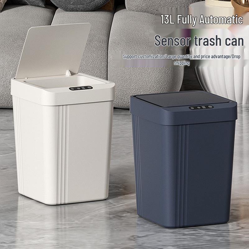 Automatic Smart Sensor Trash Can for Living Room and Bathroom - Minimalist Design with Touch-Free Lid Opening