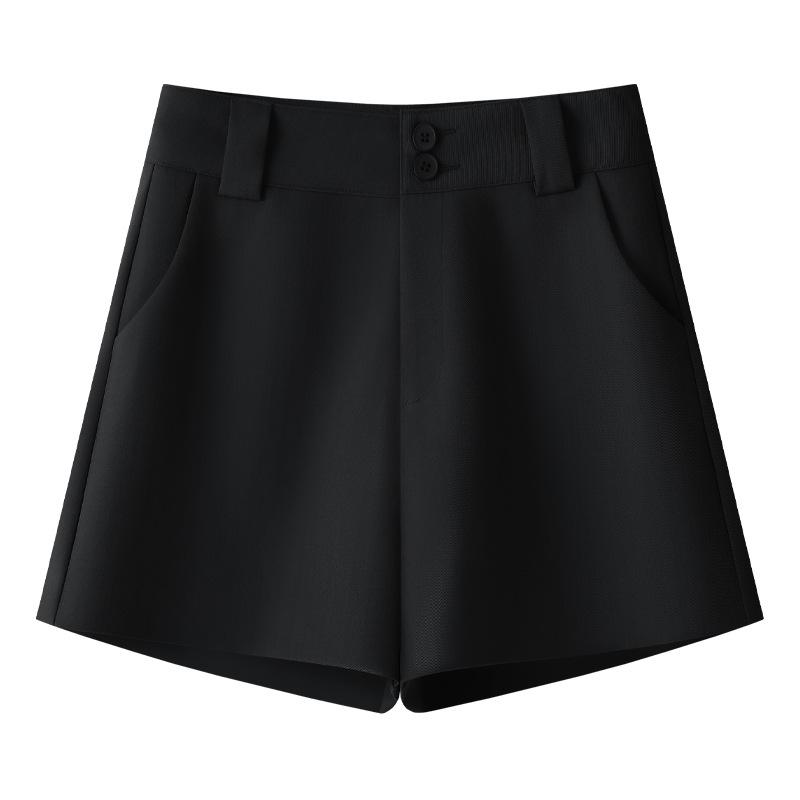Spring 2025 Women's High-Waist White A-Line Suit Shorts - Casual, Loose Wide-Leg Design