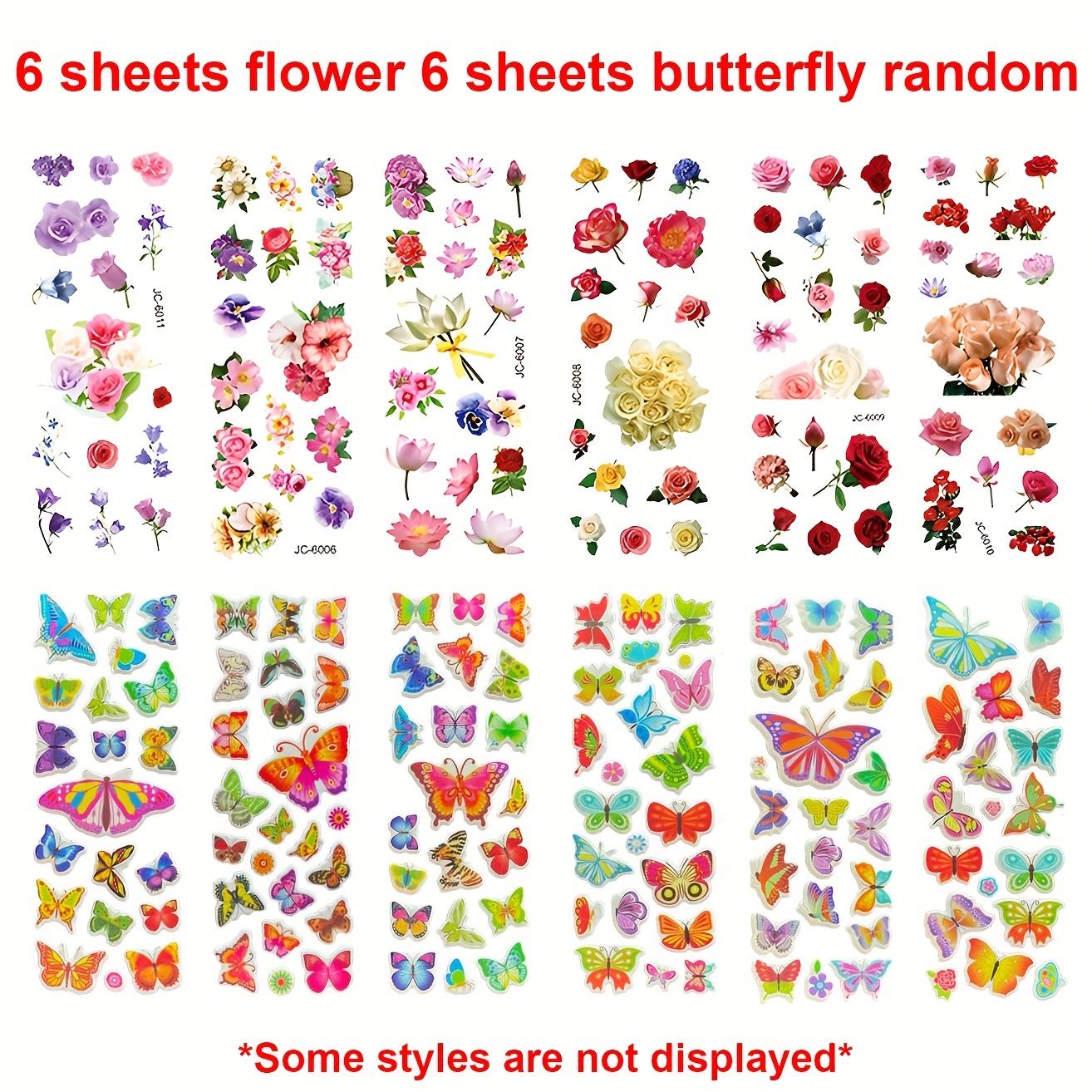 

12pcs Flower Butterfly Stickers 3D Retro Puffy Bubble Stickers for DIY Craft Scrapbook Notebook Label Party Decor JXB