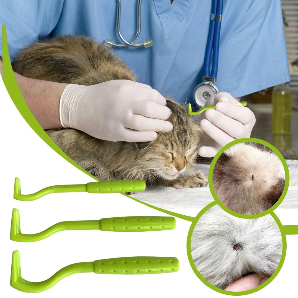 Portable Pet Tick Remover 3Pcs Dog Cat Tick Puller Kit Safe Body Care Skin Protection Tool for Puppy Horses Rabbits Pet Supplies