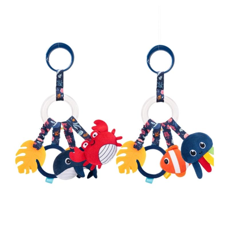 Baby Bed Whale Hanging Teether Supplies Blue Rattle Interactive Toy Infant Gift for Baby Visual Sensory Stimulation