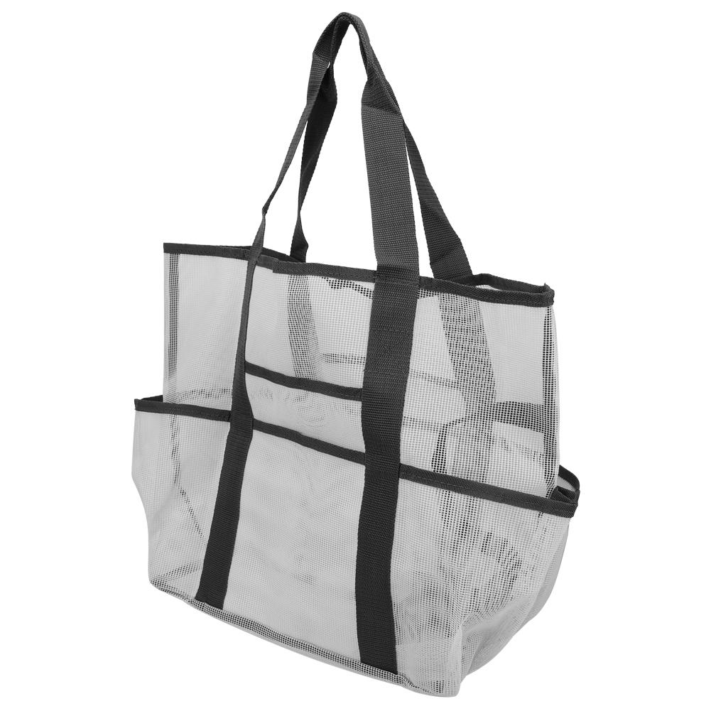 Tragbare Netztasche Make-up Waschen Baden Aufbewahrung Handtasche für Outdoor Reisen StrandWeiß