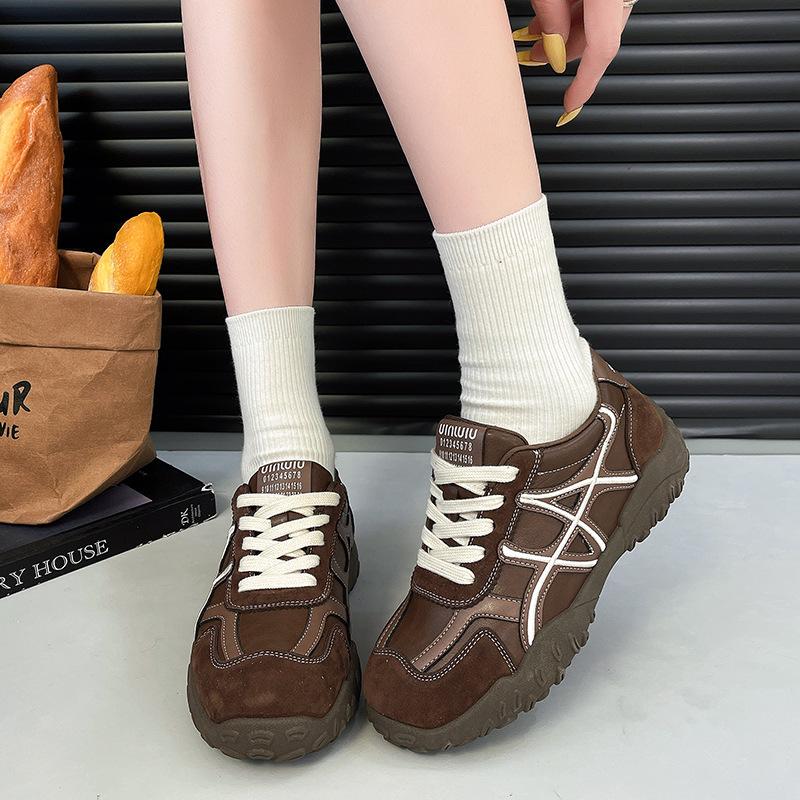 The first layer of cowhide retro German training shoes genuine leather women's shoes 2025 autumn and winter new versatile Forrest Gump shoes sports a