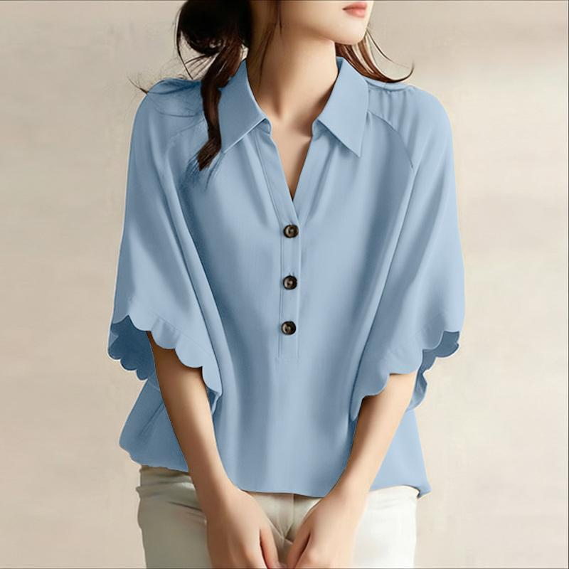 ZANZEA Women Classic Collar Loose Casual Half Sleeve Blouse