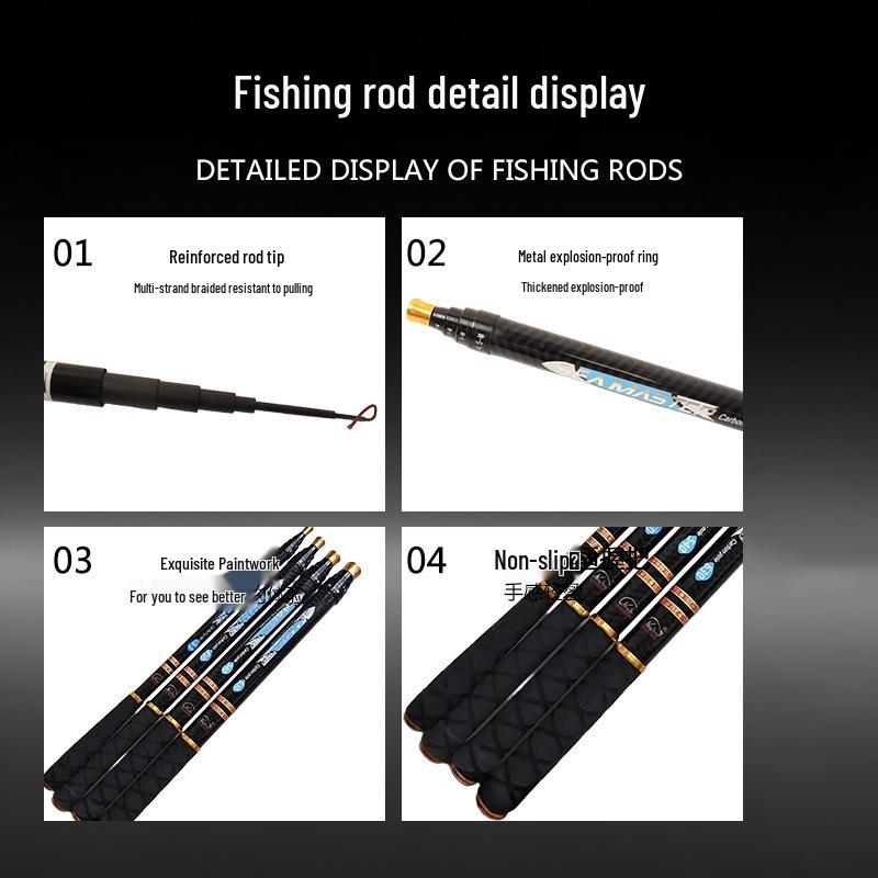 Ultra-Light Carbon Telescopic Hand Fishing Rod, 19 Tone, Four-Section, Sea Rod