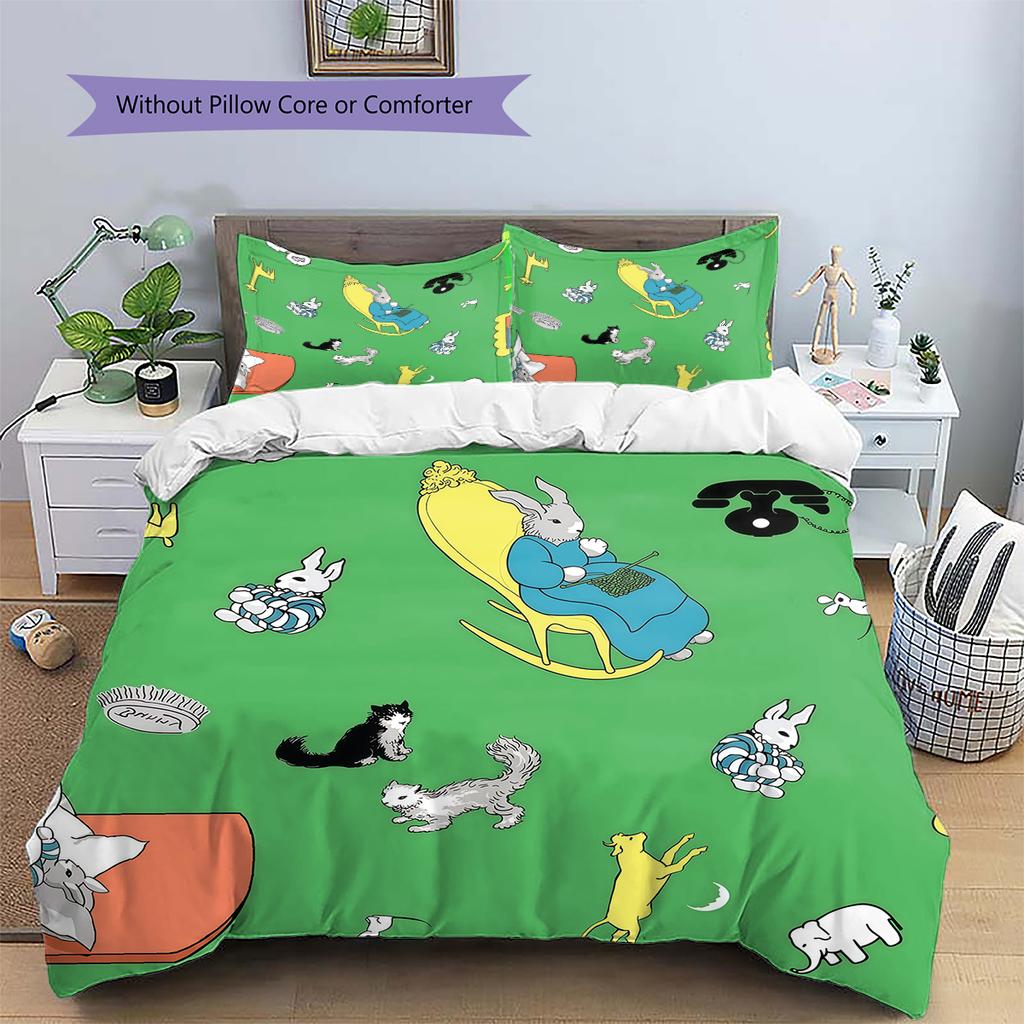 Goodnight Moon Pattern Bedding,Quilt Set Quilt Cover Pillowcase Home Birthday Gift (1 * duvet cover + 2 * pillowcase, without core)