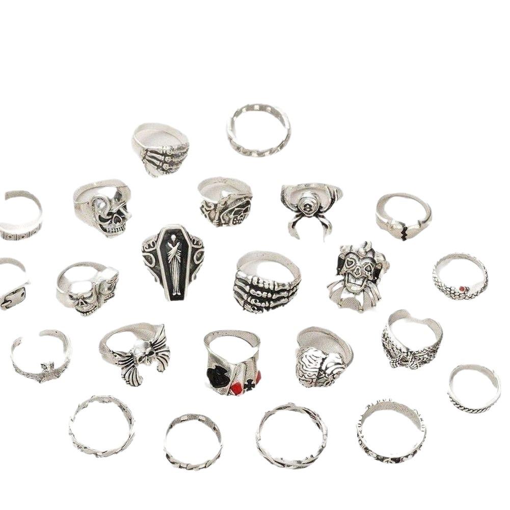 Skull Bat Spider Ring Set Dark Gothic Retro Exaggerated Finger Ring 23-piece Set