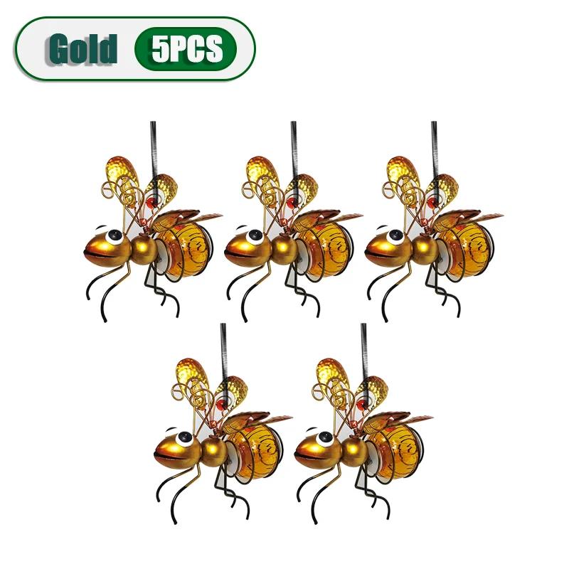 5PCS Solar-Powered Hanging Metal Ladybug Light  Garden Decor  Lady Sculpture with Bouncy Springs Summer Outdoor Art Decorations