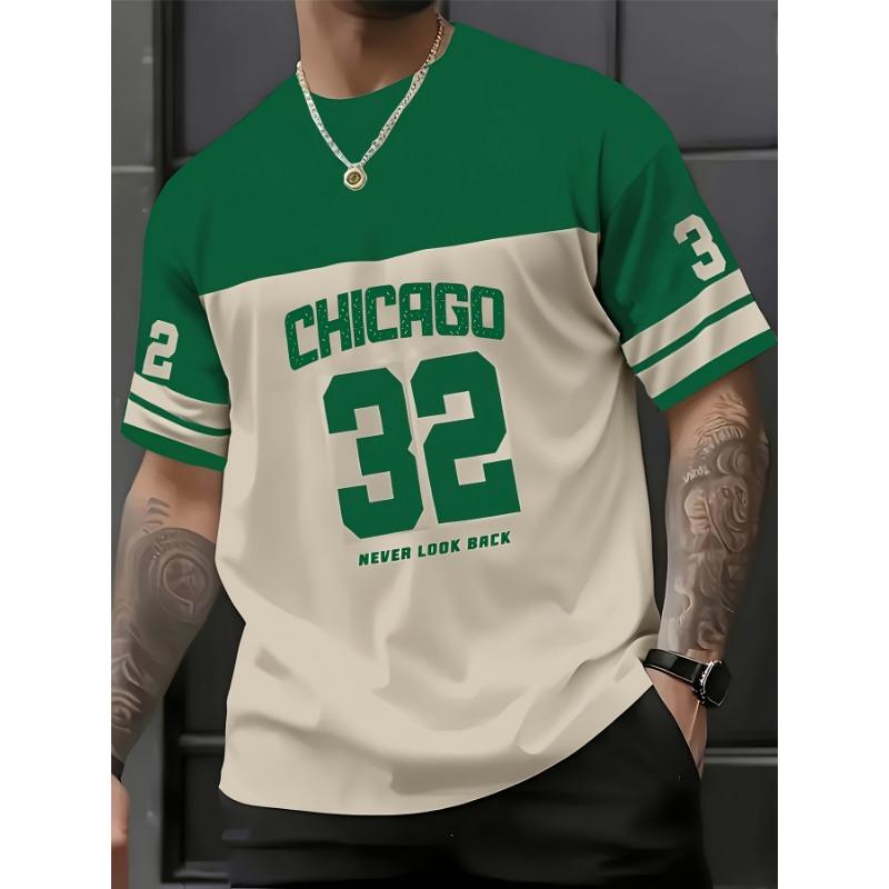 Men'S Chicago 32 Number Print T-Shirt, Soft Breathable Polyester