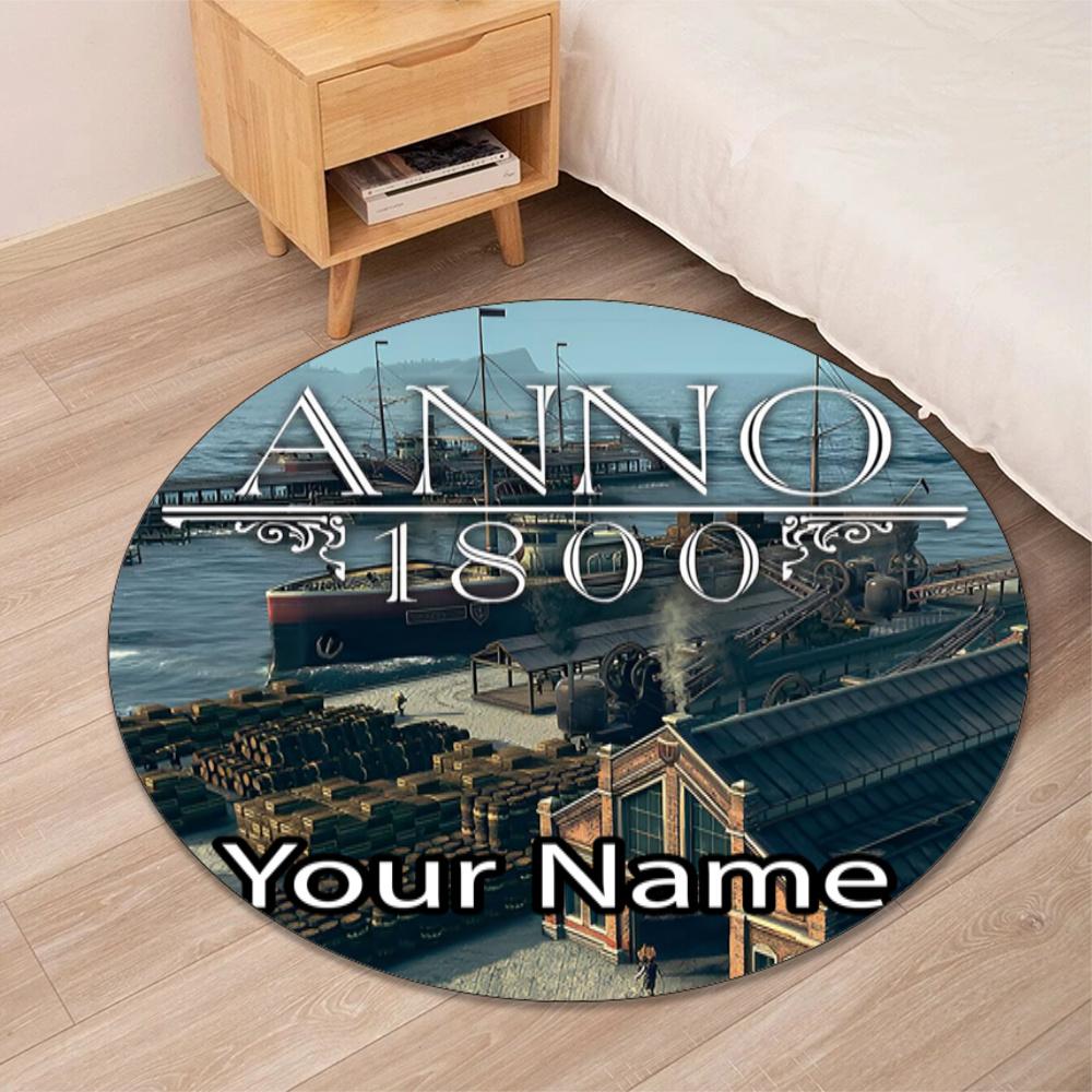 Custom Name Anno 1800 Printed Round Rug Carpet Chair Rug Area Rug Entryway Doormats,for Office Chair Living Room Bedroom Kitchen Room.