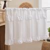 American Pastoral Style Ruffled Edge Kitchen Cabinet Short Curtain Light-blocking Decorative Short Window Drapes White