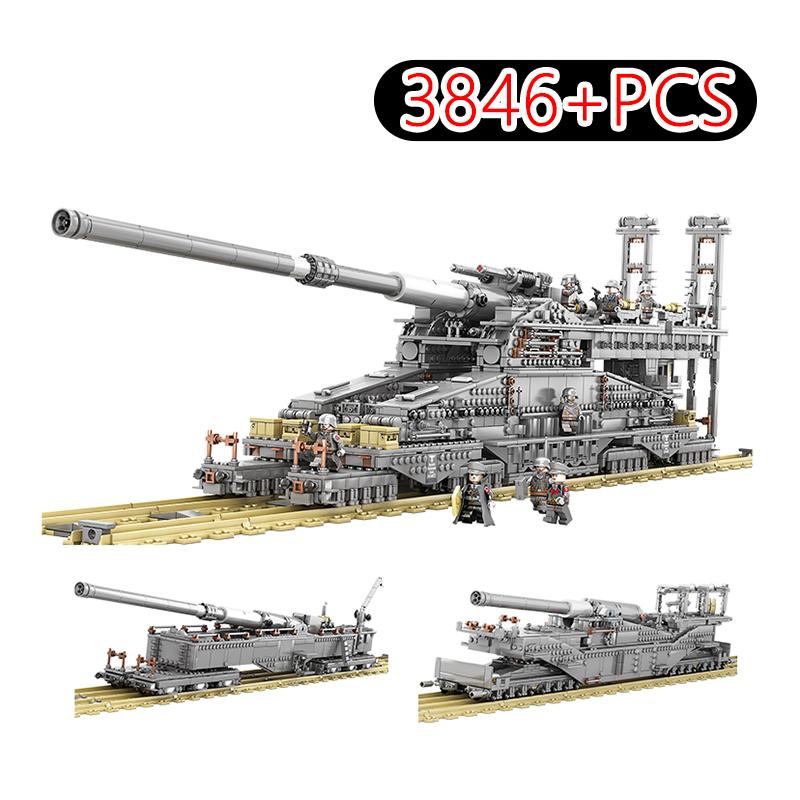 KAZI 10005 Deutsch Gustav Schwere Dora Bausteine ​​Militär Eisenbahn Gun Modell Tank Ziegel Spielzeug Geschenke Für Kinder 3846Pcs