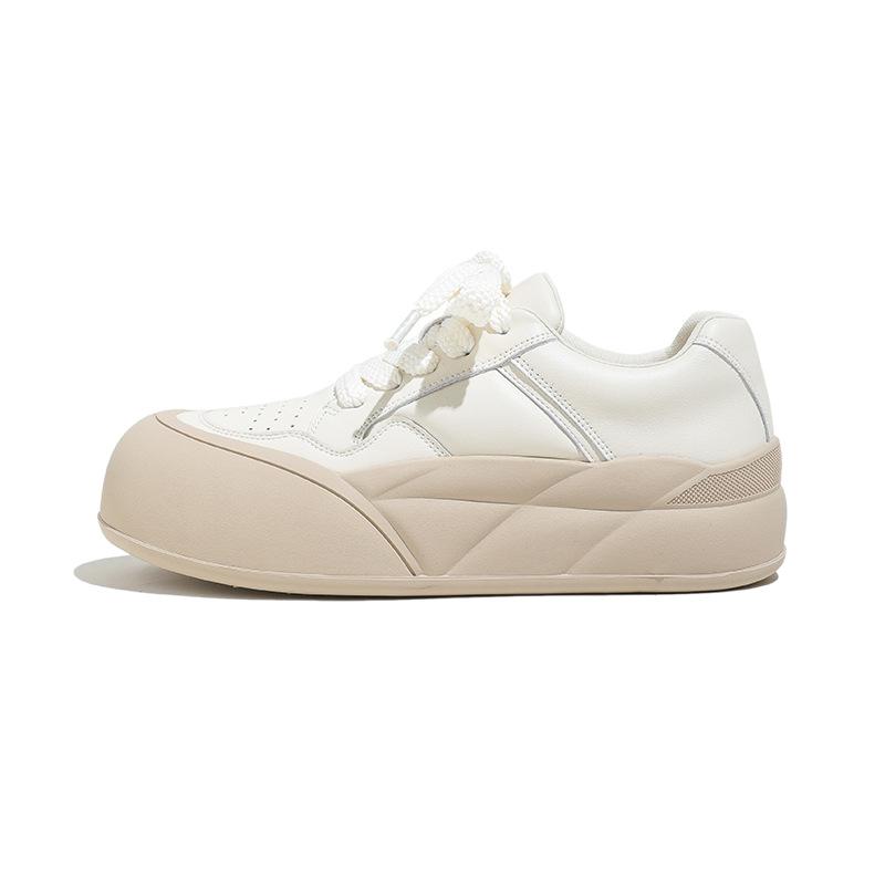 

Маффин с большой головой на толстой подошве из коровьей кожи белые туфли весна новые мягкая коровья кожа повседневные ретро универсальные туфли-хлеб женские 40 абрикосовый