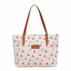 Korean Style Cherry Printed Tote Bag Large Capacity Lightweight Patterned Canvas Handbag Solid Color Trendy Women Shoulder Bag