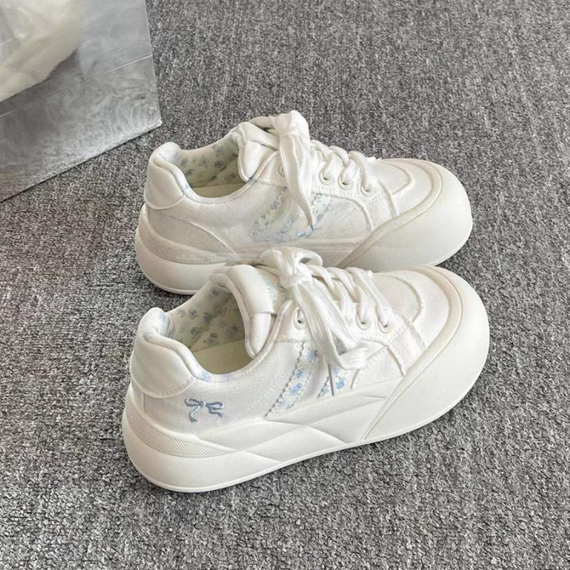 Summer casual board shoes women's new platform white shoes with skirts thin canvas shoes niche bread shoes