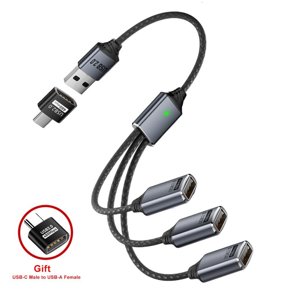 

Data Transfer 3-in-1 USB Splitter with Converter OTG Adapter Safe Y Cord Gamepad USB-A 1 to 3