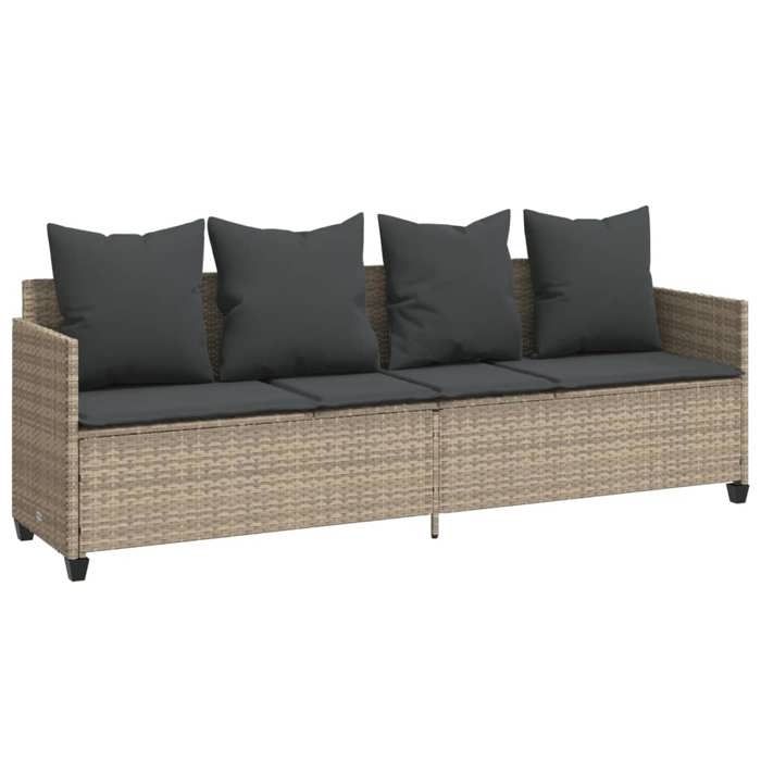 VidaXL Chaise Longue avec Coussins, Siège avec Dossier, Transat avec Housse, Meuble de Jardin Terrasse Patio, Moderne, Gris 368349
