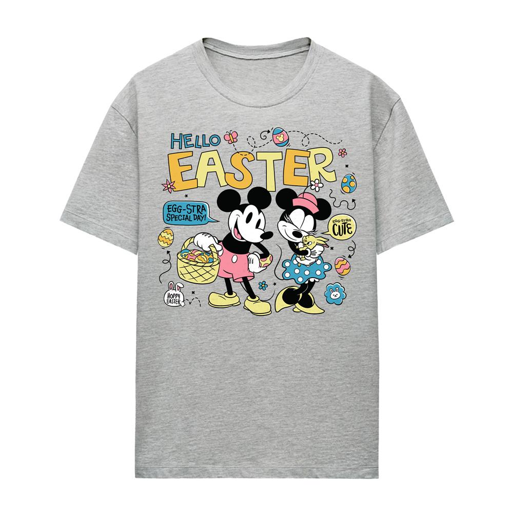 Disney Womens/Ladies Hello Easter! Mickey & Minnie Mouse T-Shirt