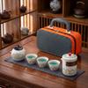 Travel Tea Set Small Set Portable Ceramic Kung Fu Outdoor Express Cup Set with Gift Ancient Rhyme Gift Set