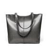 Zency Soft Cowhide Leather Fashion Women Shoulder Bag Retro Brown Tote Handbag Large Capacity Lady Shopping Bag Black Grey