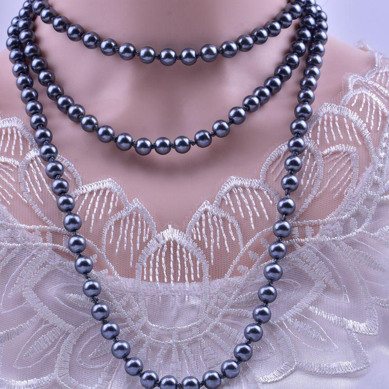 Glass Imitation Pearl Necklace Women's Simple Knotted Multi-layer Long Sweater Chain