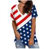Independence Day Women's Casual V-Neck Loose Short Sleeve T-Shirt Blouse  Tops
