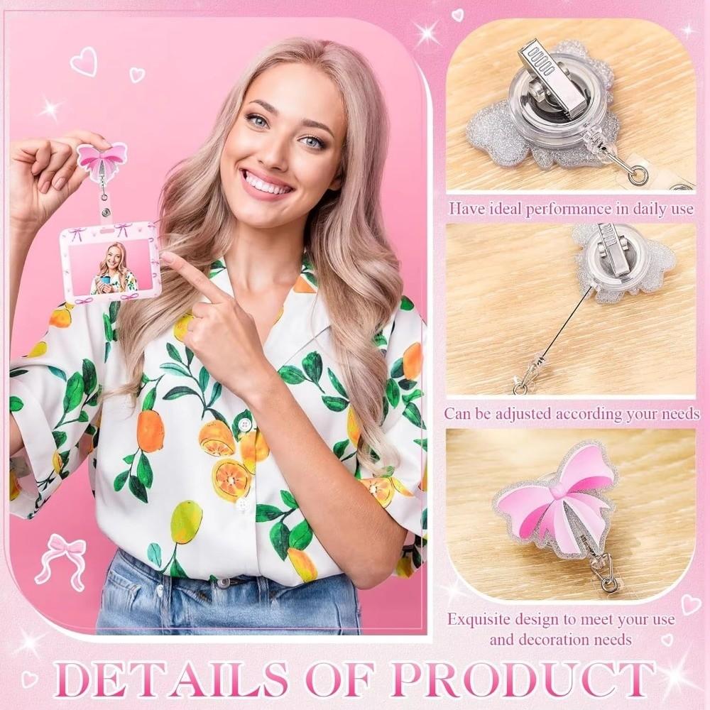 ABS Name Tag Holder Bow Print Card Holder New ID Badge Holder  School Office Supplies
