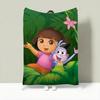 Cartoon D-Dora the Explorer Throw Lightweight 240g Flannel Blanket Soft Skin-friendly for Summer Cooling