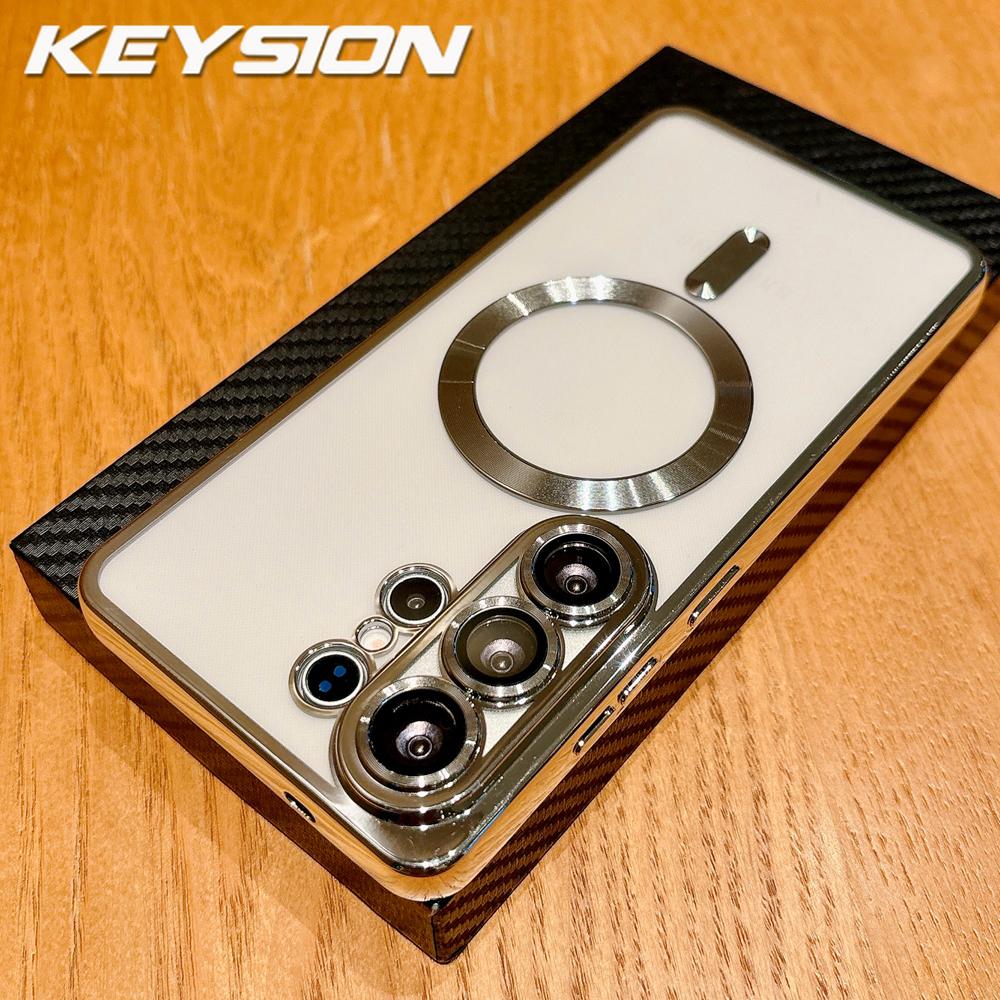 KEYSION Magnetic Plating Transparent Case for MagSafe for Samsung Galaxy S26 Ultra 5G S26+ Shockproof Lens Protector Phone Cover
