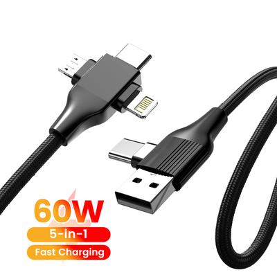 5-in-1 USB C Ladekabel Typ C Ladekabel USB Typ C Kabel PD 65W 27W Schnellladung für IPhone Samsung Xiaomi