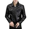 Spring and autumn young and middle-aged men's leather jacket trendy lapel casual short American trendy brand slim leather jacket men