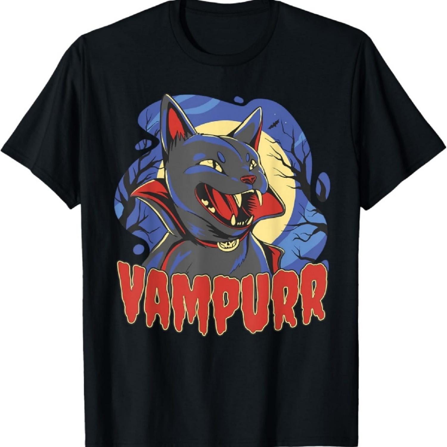 

Vampurr Vampire Cat Cute Retro Halloween Spooky Horror T-Shirt XXXXXL