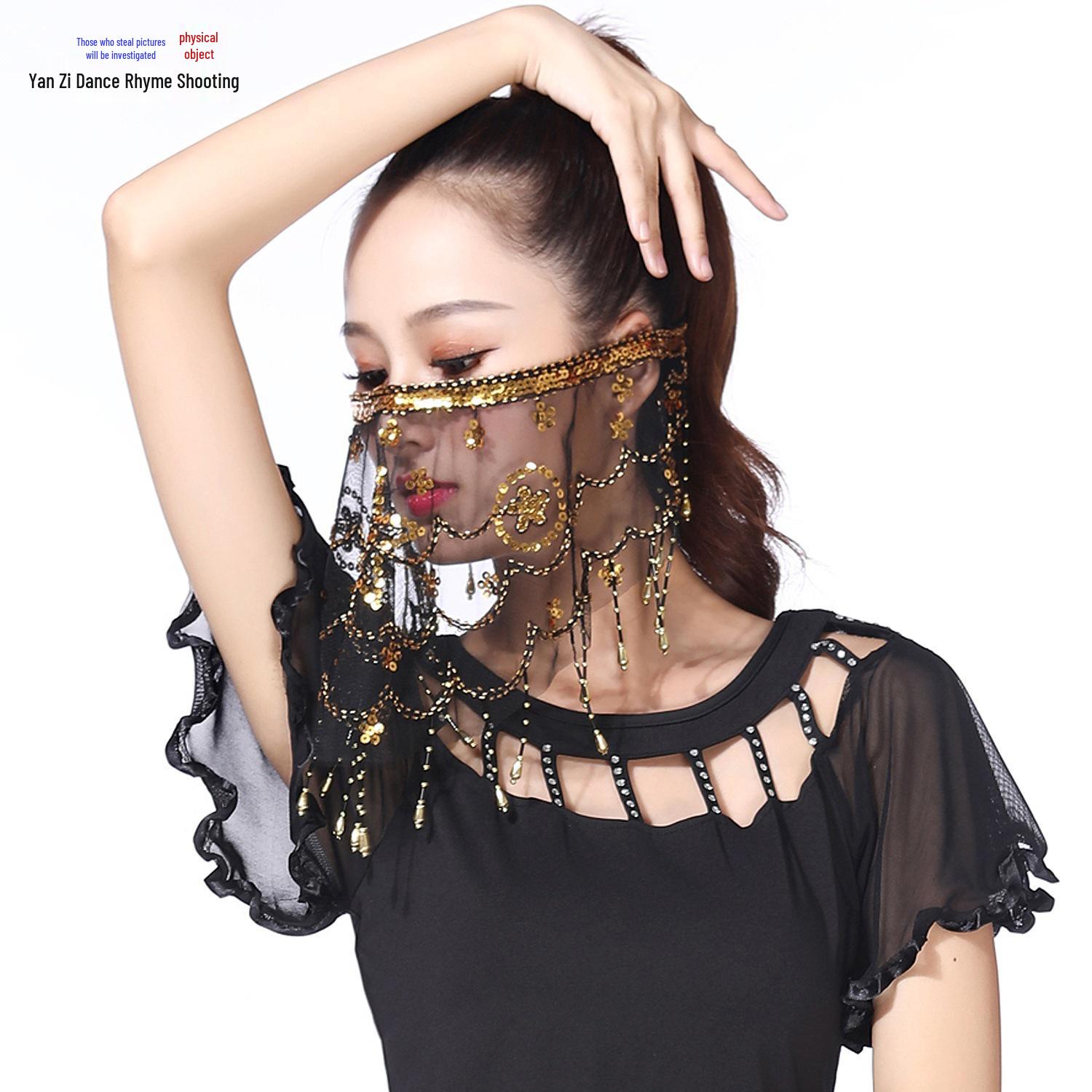 

Набор аксессуаров для танца живота: вуаль и шарф Цвет сливы One Size чёрный