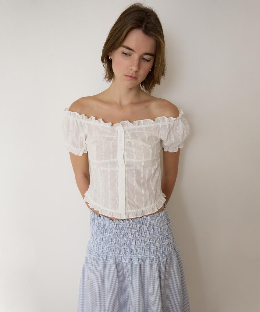 AMONG A 2-Way Ruffle Blouse_White